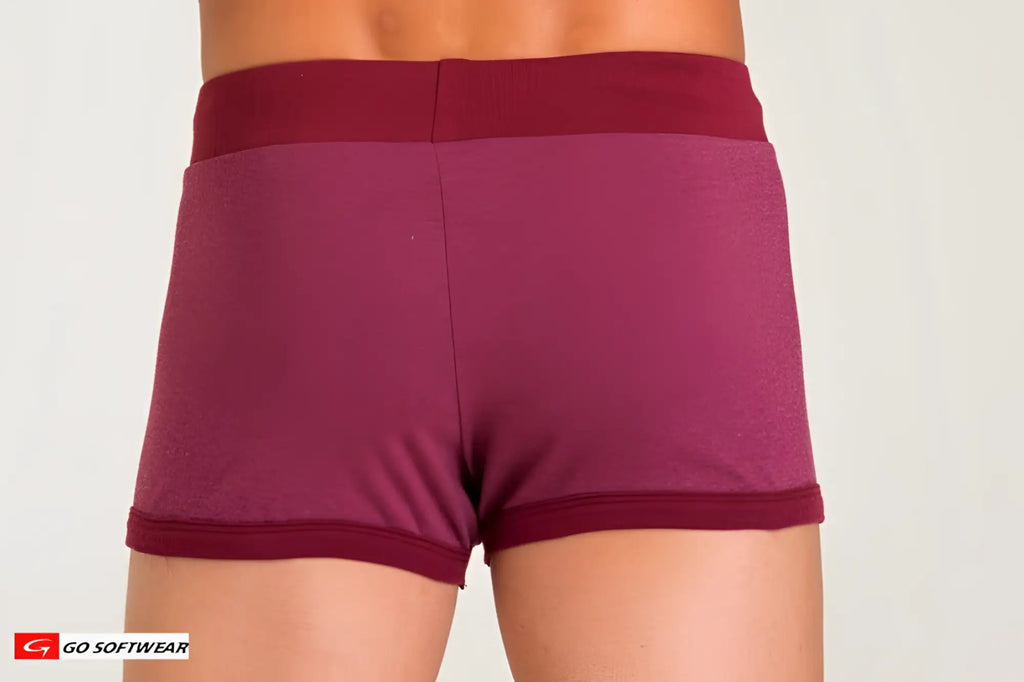 California Bliss Row short maroon heathered cotton boxer shorts with ribbed waistband and leg openings