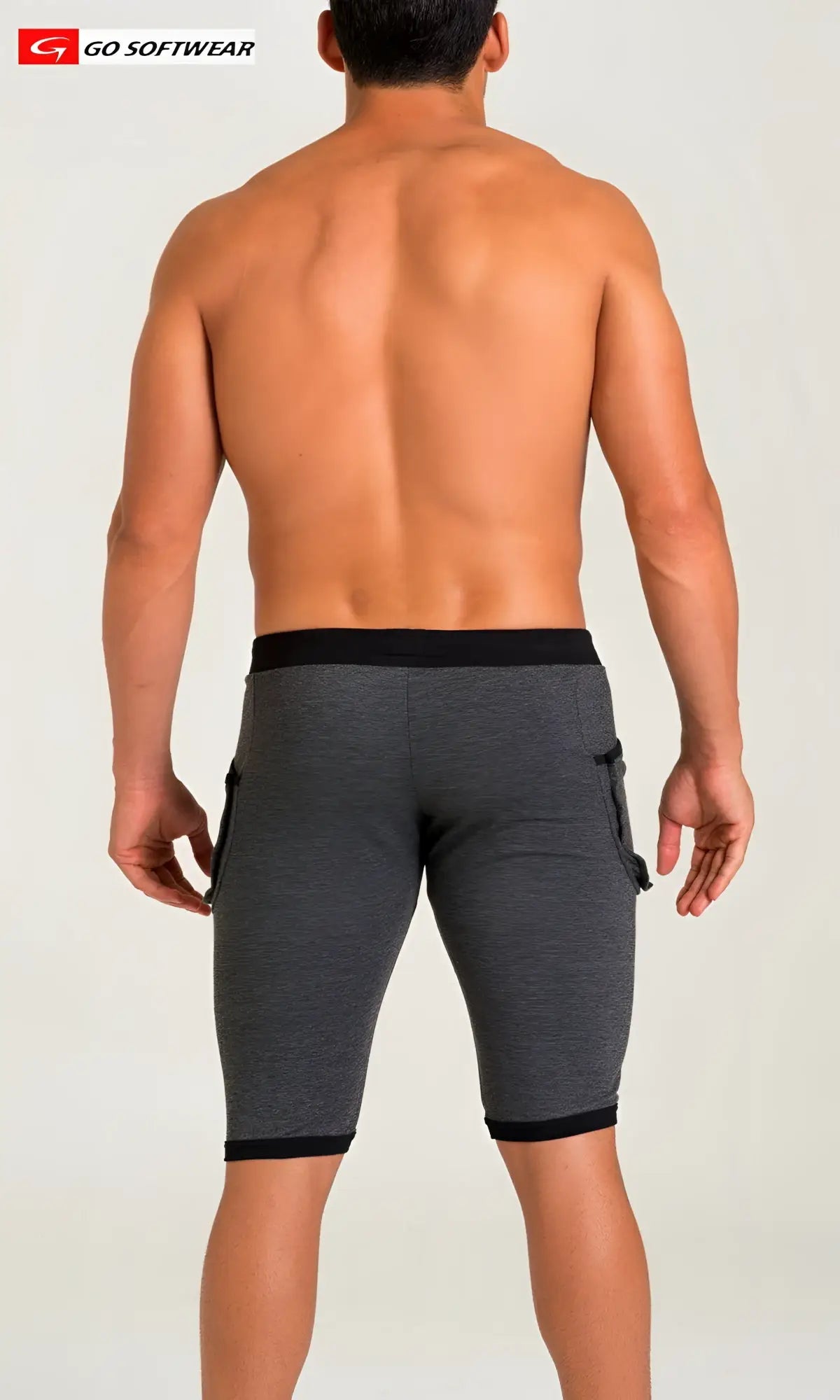 California bliss yoga short gray heathered athletic shorts with black elastic waistband and side flap pockets