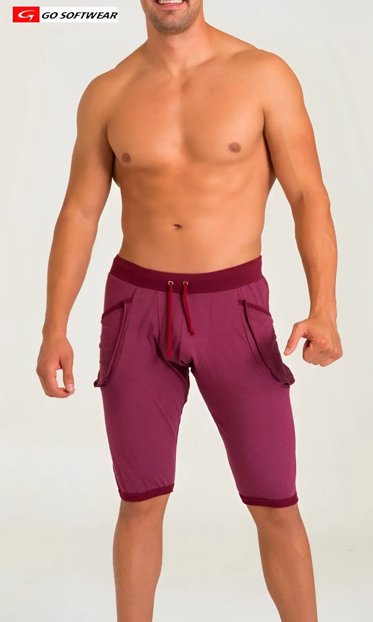 California bliss yoga short maroon cargo shorts with drawstring waistband and side pockets for casual wear