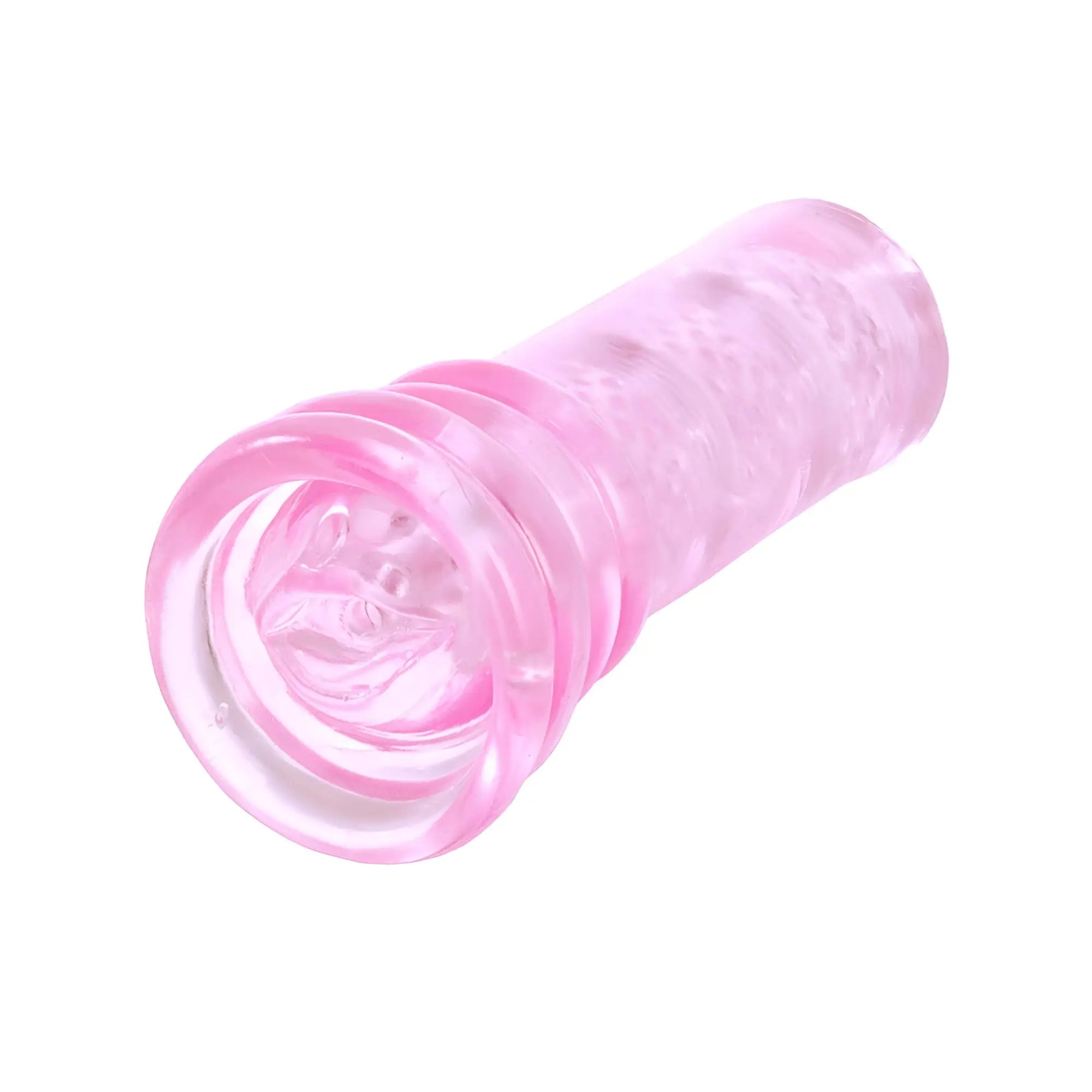 California Exotic Novelties The Super Head Honcho is a translucent pink, textured masturbation sleeve.