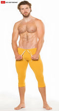 Bright yellow california lounge 3/4 pull-on capri leggings with go softwear drawstring waistband for athletic wear