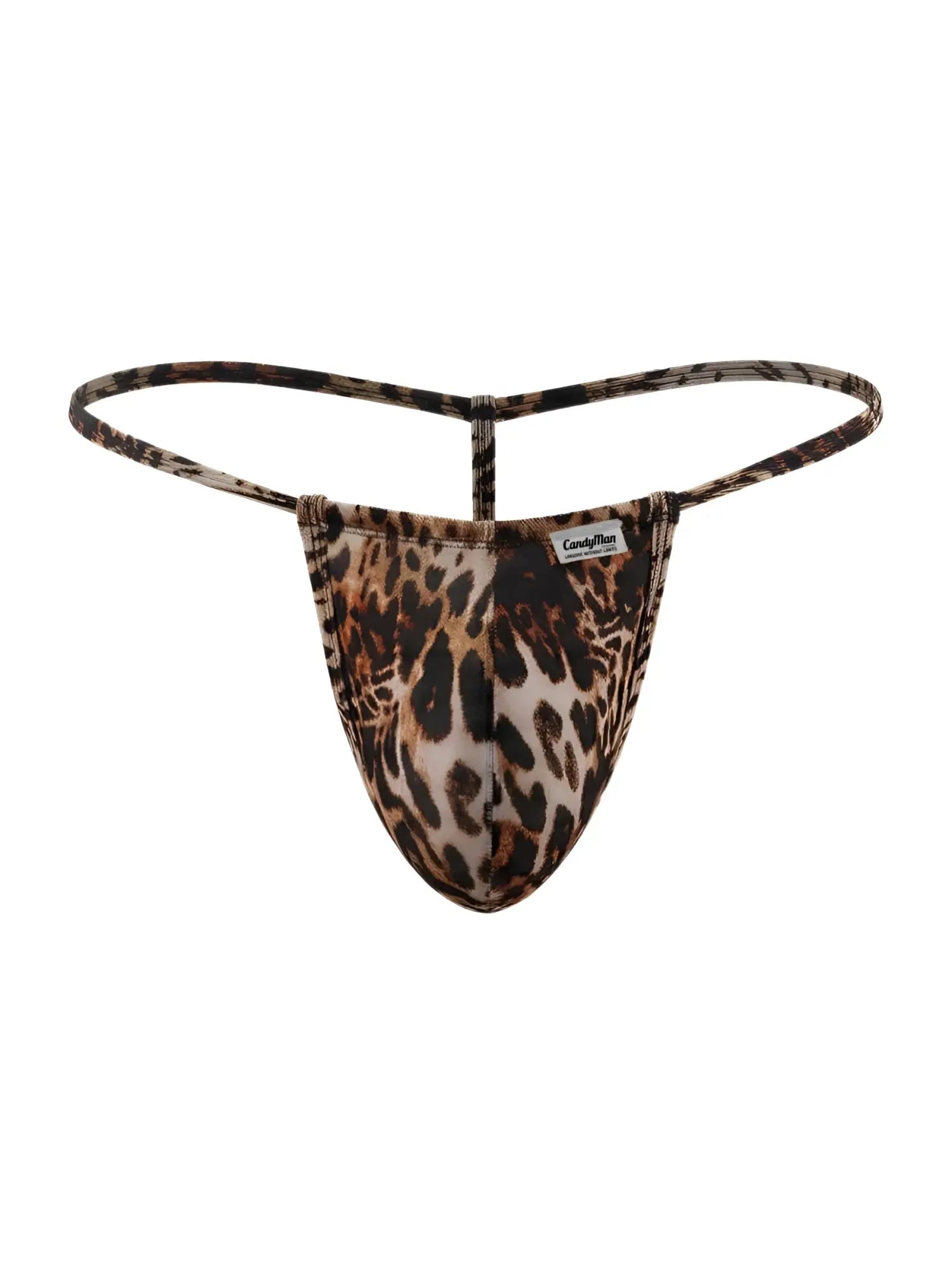 Leopard-print candyMan 9586 g-string thong in stretchy, form-fitting fabric with classic g-string design