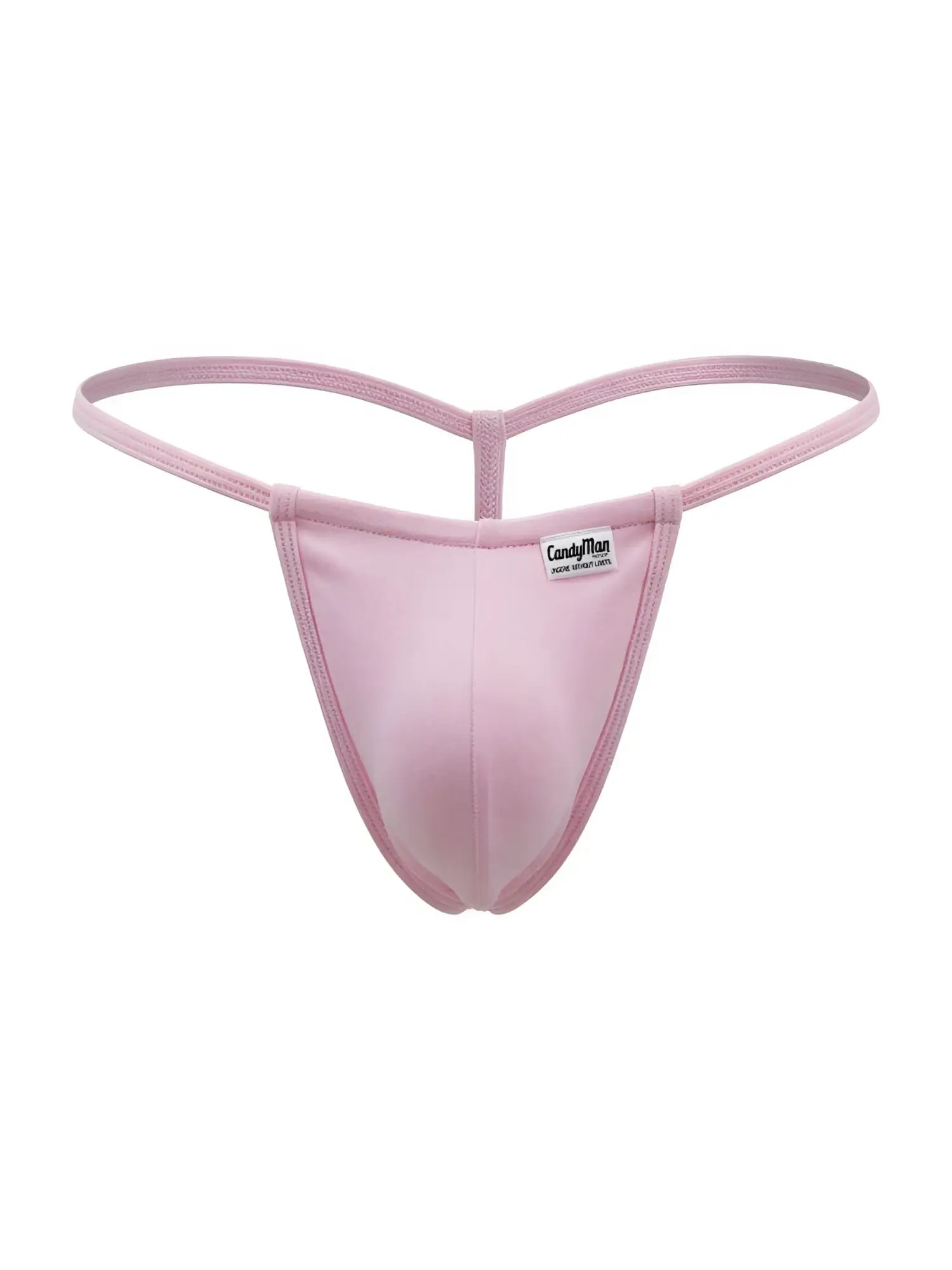 A soft pink candyman 9586 g-string thong made of smooth stretchy fabric with thin supportive straps and minimalist design