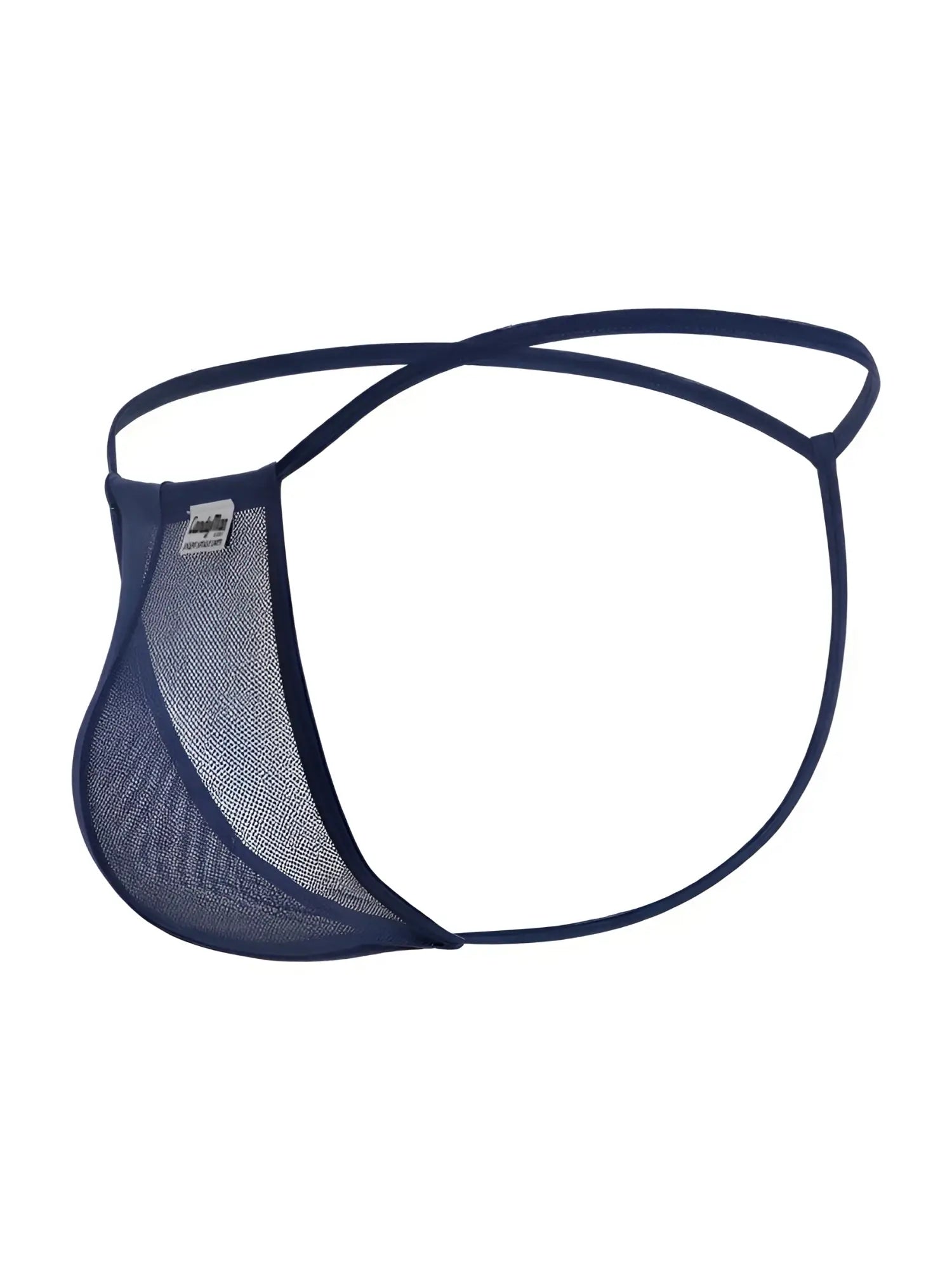 Navy blue mesh thong with thin elastic straps CandyMan 9586 g-string in dark blue mesh material