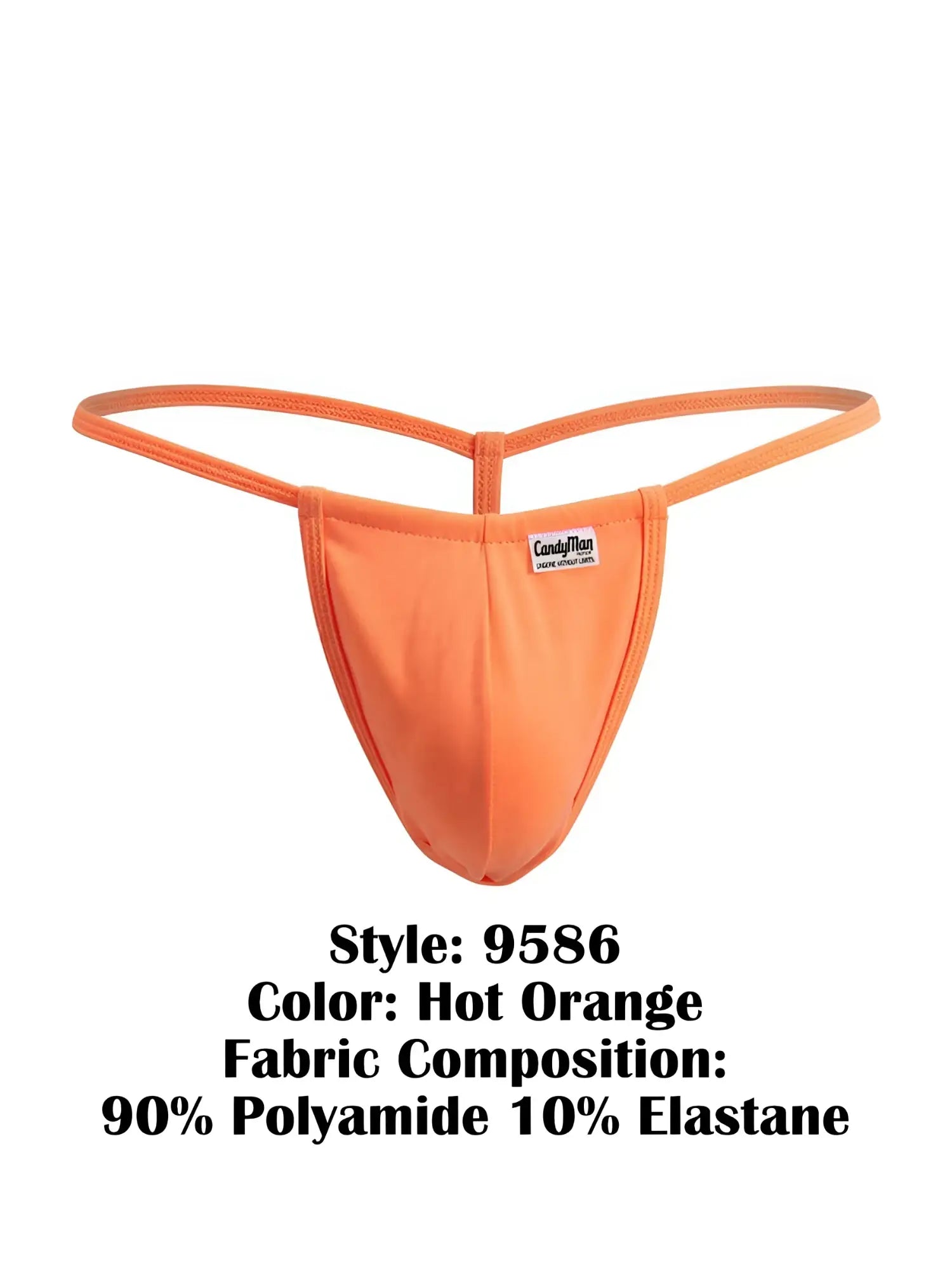 Hot orange candyman 9586 g-string thong in sleek form-fitting design made of 90 polyamide 10 elastane