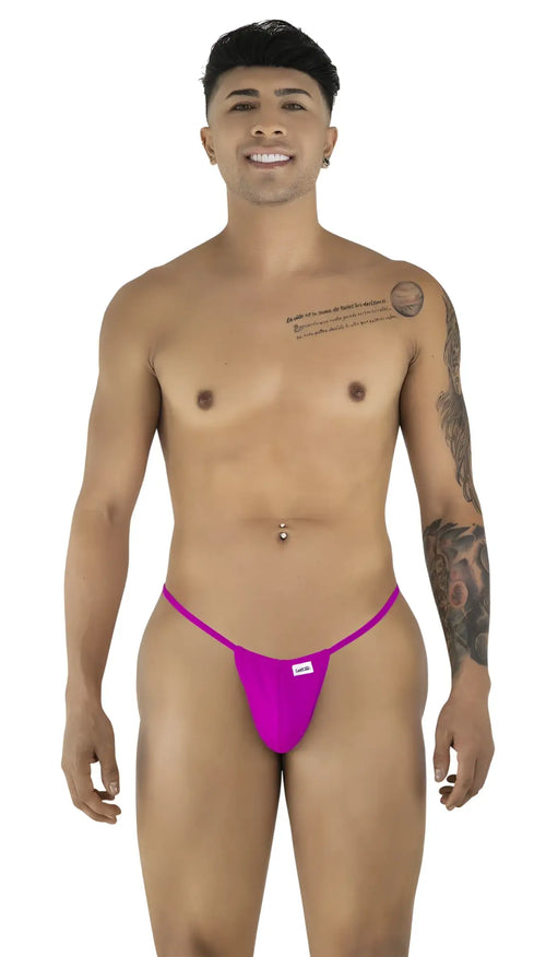 CandyMan 9586 g-string bright fuchsia thong with small white brand tag on front ideal for intimate wear