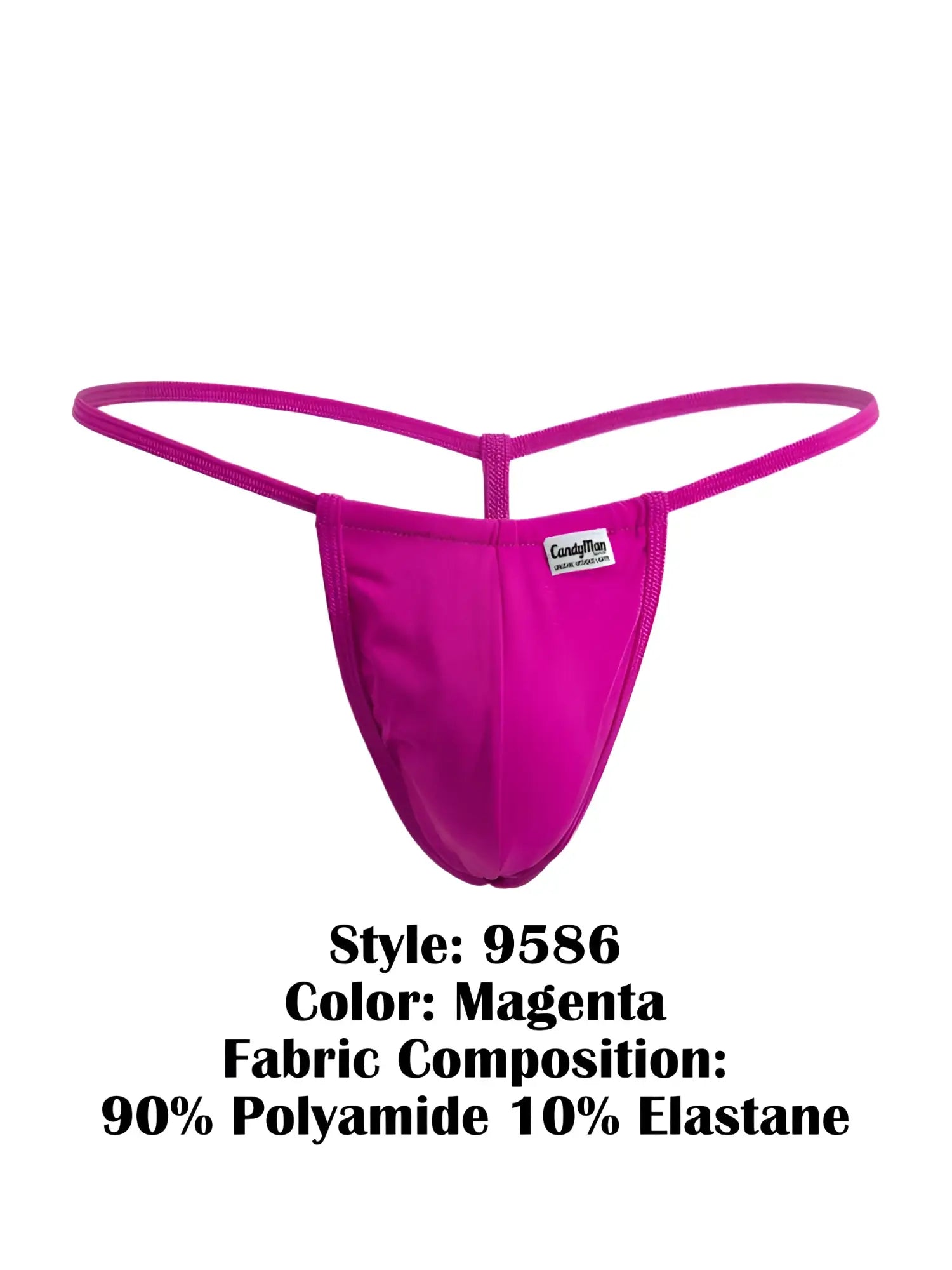 Magenta CandyMan 9586 g-string made of 90 polyamide 10 elastane with sleek design and thin elastic straps shown from back