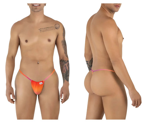 Vibrant orange and pink gradient CandyMan 9586 g-string thong with a small white logo on the front