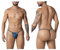 Blue petrol CandyMan 9586 g-string thong with small white logo on front made of soft stretch fabric
