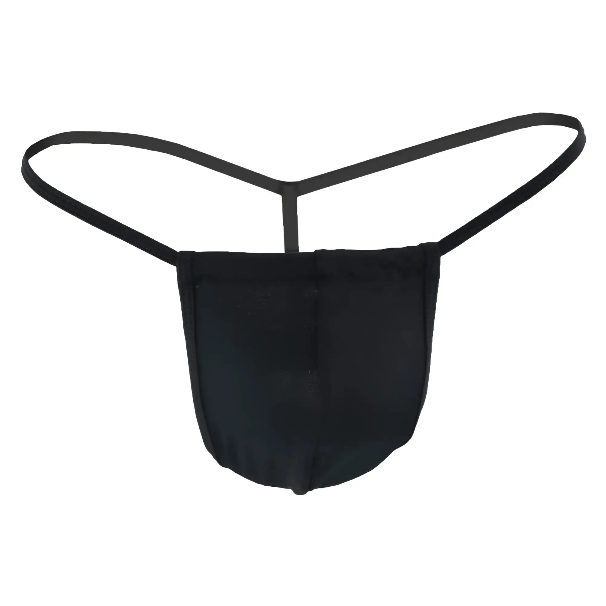 Black CandyMan 9586 thong with central pouch and thin adjustable straps made of soft fabric for comfortable wear