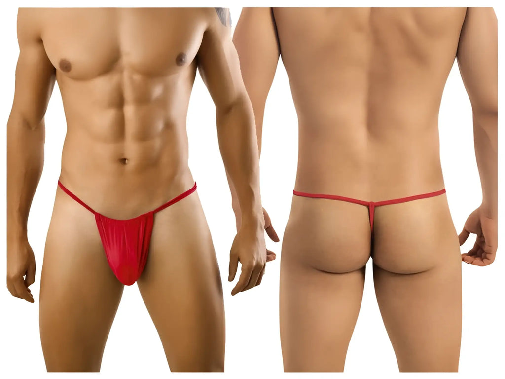 Red candyMan 9586 thong made of smooth stretchy fabric shown from the back side