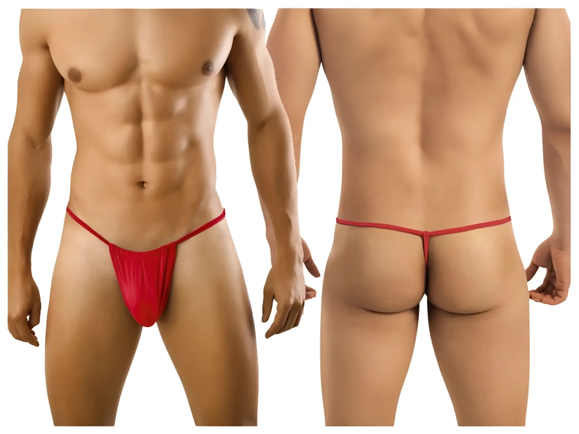 Red candyMan 9586 thong made of smooth stretchy fabric shown from the back side