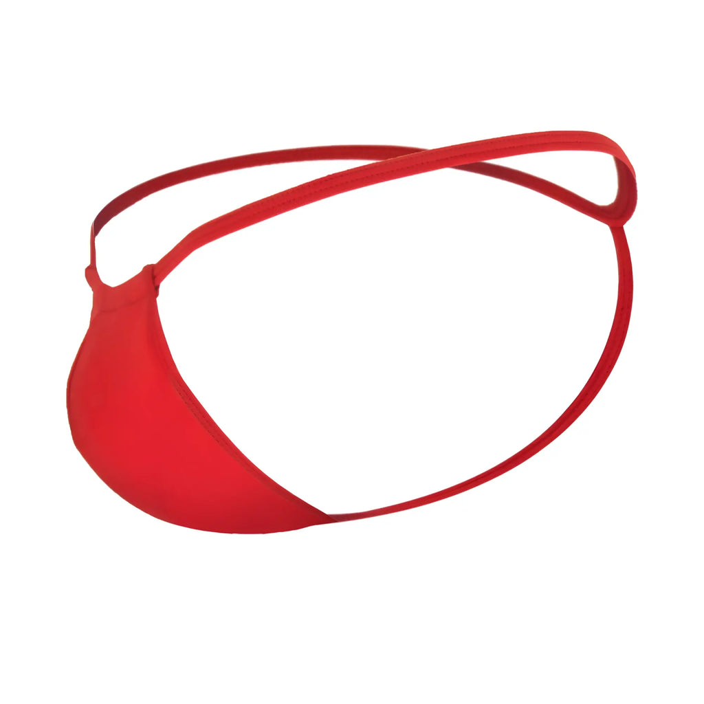Red candyman 9586 thong men’s jockstrap with thin elastic straps in form-fitting nylon mesh material