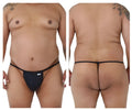Black candyMan 9586X thong featuring a small white logo on the front in comfortable stretch fabric