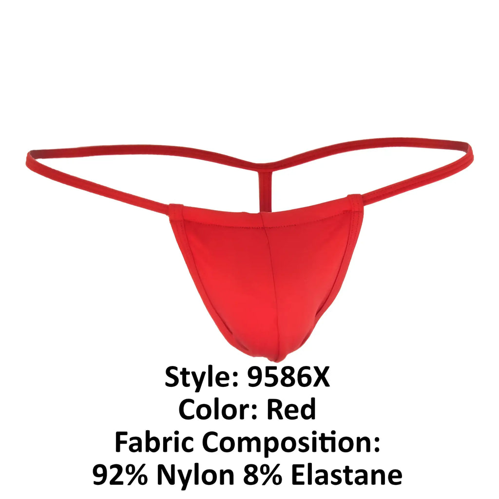 Red CandyMan 9586X thong made of 92 nylon and 8 elastane showcasing its vibrant color and comfortable fit
