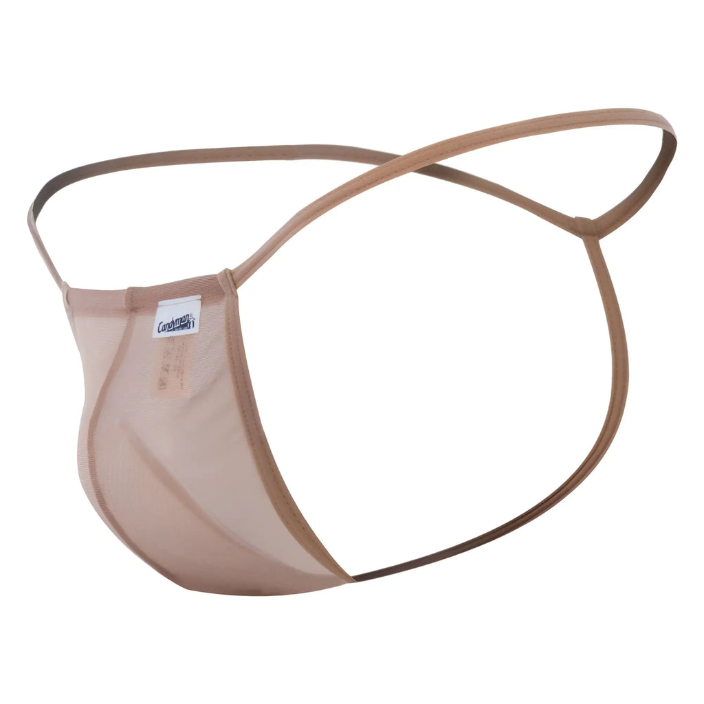 Beige mesh thong with thin matching elastic straps from candyman 99246 collection, designed for comfortable wear