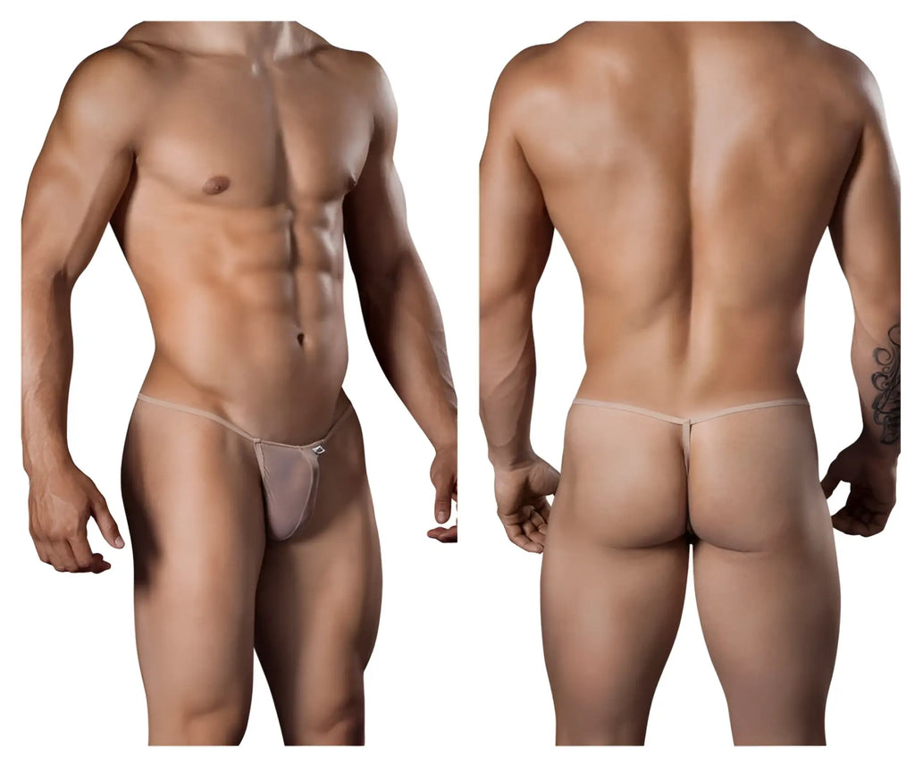 CandyMan 99246 sheer nude-colored thong in delicate translucent fabric with a minimalistic design and front bow