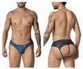 Blue lace-trimmed men’s briefs in navy candyMan 99312 lace jockstrap with a sleek form-fitting design