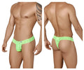 Bright neon green lace thong candyMan 99315 peek a boo with intricate floral patterns for stylish comfort
