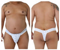 White lace thong with intricate floral pattern from candyman 99315x peek a boo lace thongs in white