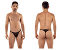 Black lace thong g-string with intricate pattern and thin elastic waistband candyMan 99421 in black