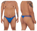 Royal blue candyman 99421x lace g-string thong with double-strap design in blue lace front view