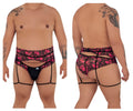 Pink and black floral lace garter belt with matching thong from Candyman 99576X lace garter thongs collection