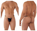 Black CandyMan 99586 chain g-string thong with gold chain detail showing the back side of the product