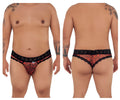 Red leopard-print CandyMan 99596X mesh-lace briefs with black lace trim for stylish lingerie wear