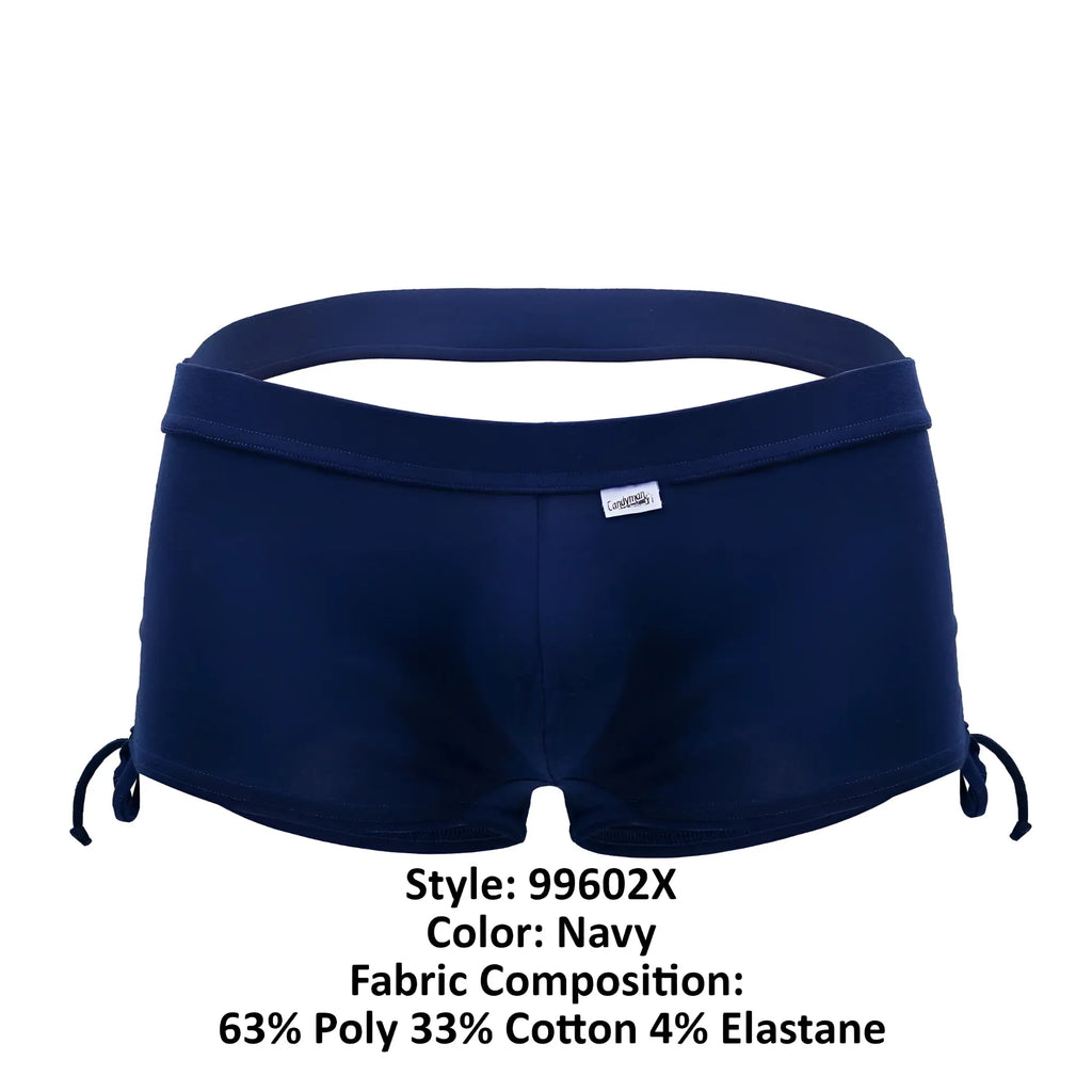 Navy blue candyman 99602x lounge pajama shorts with side drawstrings and branded tag for comfortable casual wear