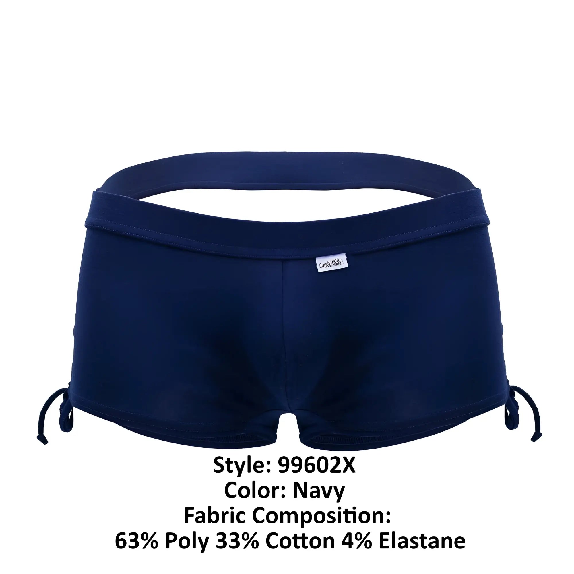 Navy blue candyman 99602x lounge pajama shorts with side drawstrings and branded tag for comfortable casual wear