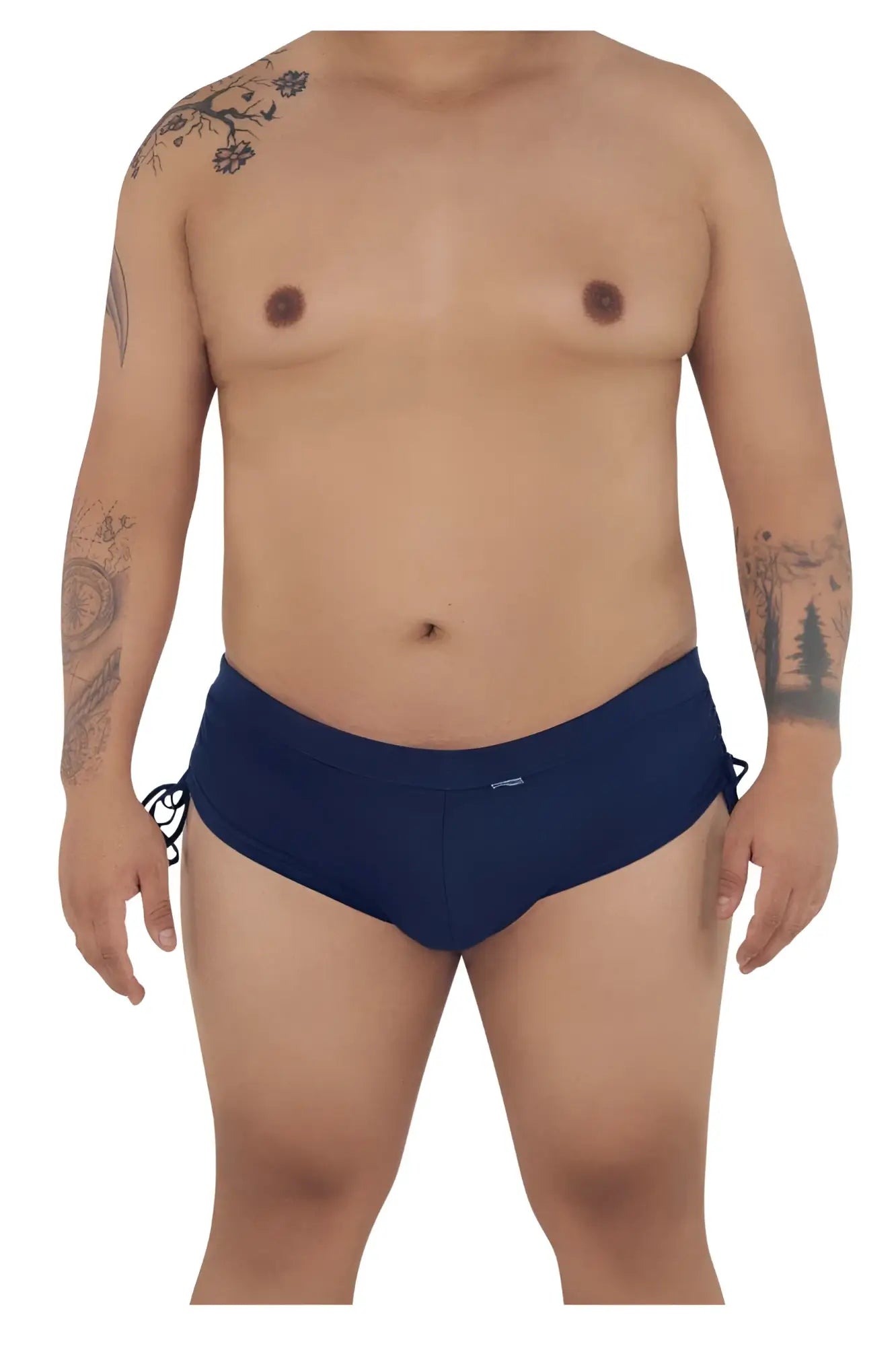 Navy blue CandyMan 99602X lounge pajama shorts featuring side ties made of soft fabric for comfortable wear