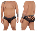 Black lace mens underwear with crisscross back design and spank me branded waistband candyMan 99615X briefs
