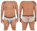 CandyMan 99615X spank me white lace briefs with black elastic waistband and intricate crisscross back design