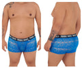 Bright blue lace men’s briefs with black elastic waistband branded trouble maker in dark blue colorman candy man 99616x