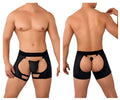 Candyman 99637 chaps thongs in black featuring gold-tone metal accents and cut-out design for bold style