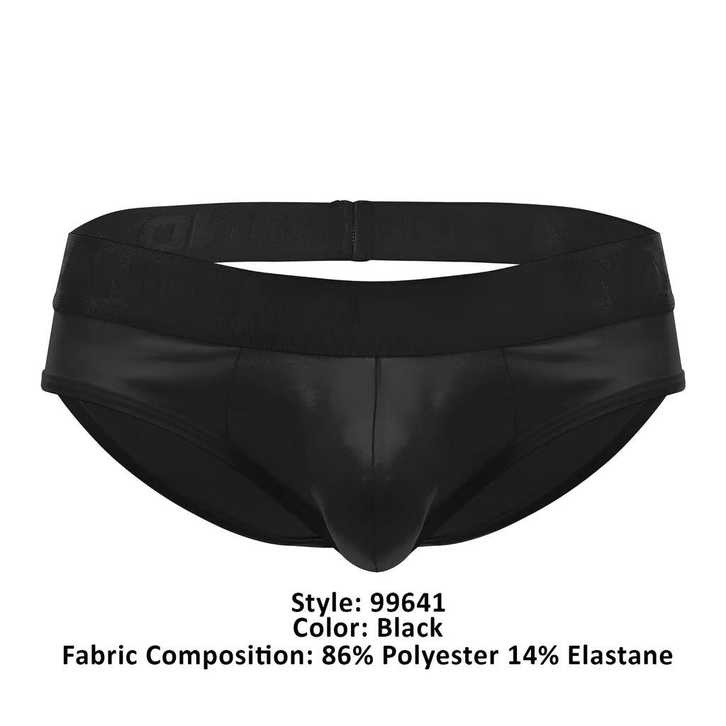 Black candyMan 99641 shorty briefs made of 86% polyester and 14% elastane with a glossy finish