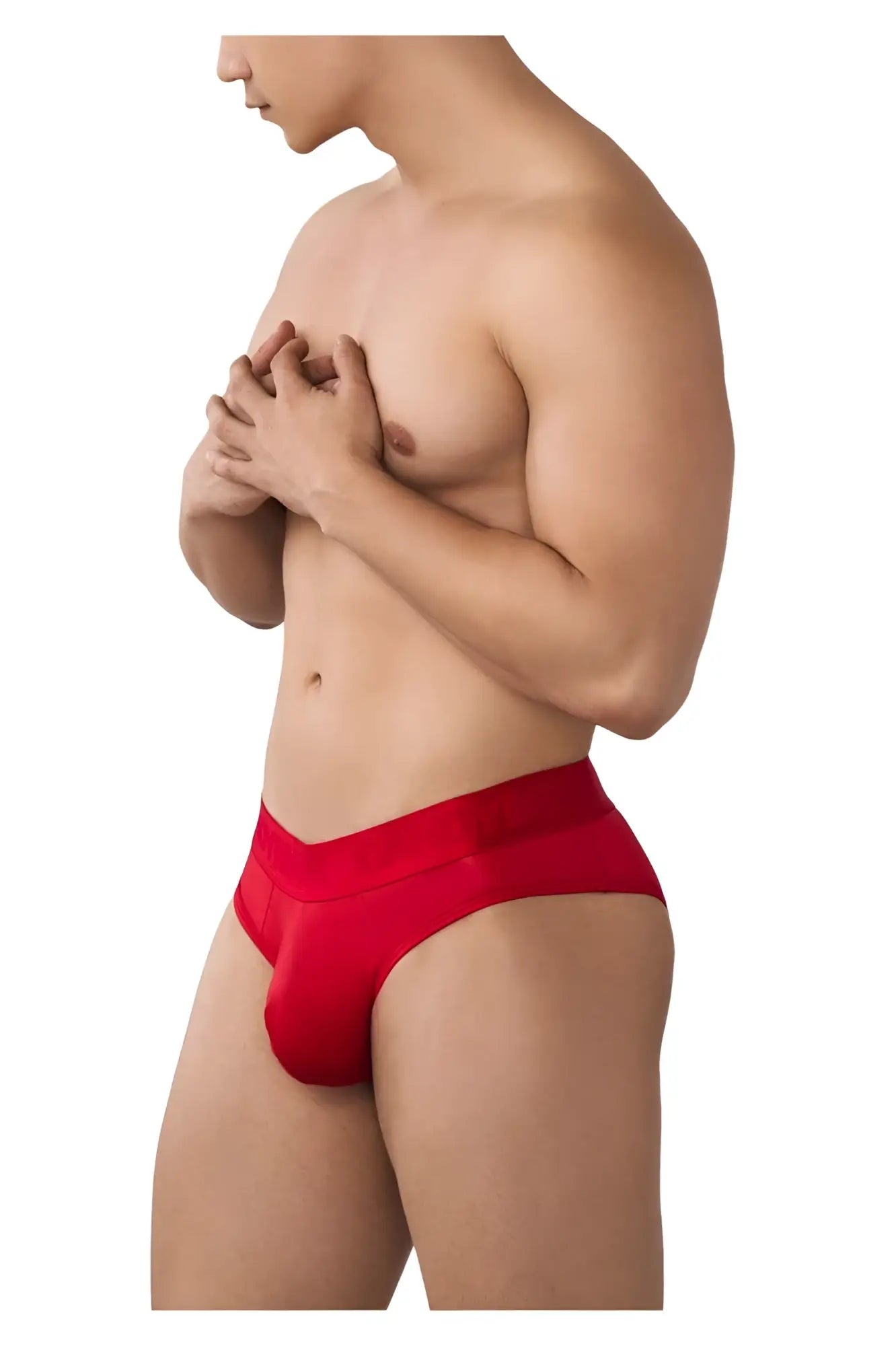 CandyMan 99641 shorty briefs in red feature smooth, form-fitting fabric designed for athletic support and comfort