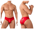 CandyMan 99641 red shorty briefs with satin finish and back lace-up detailing for men