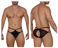 Black mesh briefs candyman 99681 featuring a crisscross design and back cutouts for a bold look