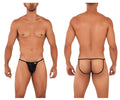 Black candyMan 99709 micro lace jockstrap with black mesh thong, thin elastic waistband, and leg straps