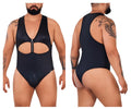 Black Candyman 99728X work-n-play bodysuit in one-piece swimsuit style with front zipper and cutout design