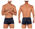 Navy blue candy man 99729 work n out stretch fabric briefs with high waistband and rear seam detail back view