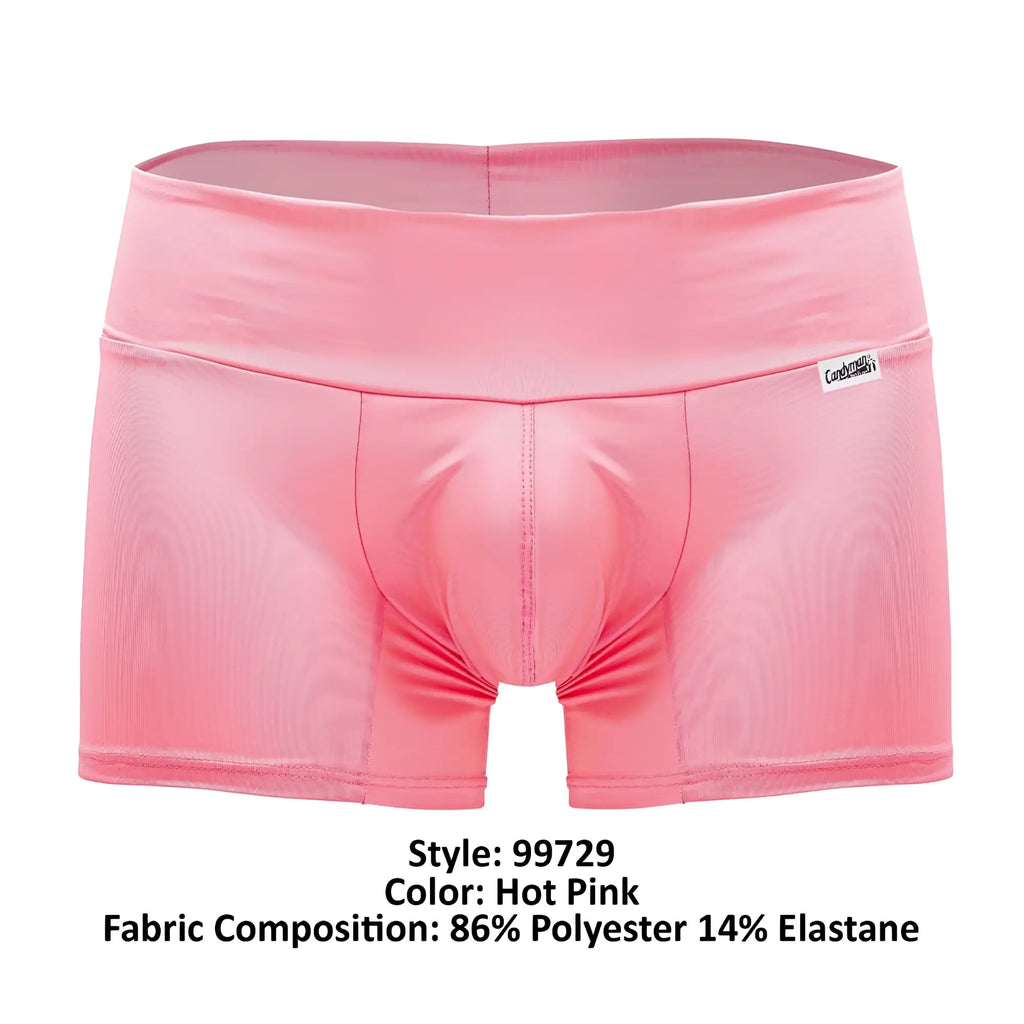 Hot pink candyman 99729 work-n-out men’s boxer briefs with ribbed texture made of 86% polyester and 14% elastane