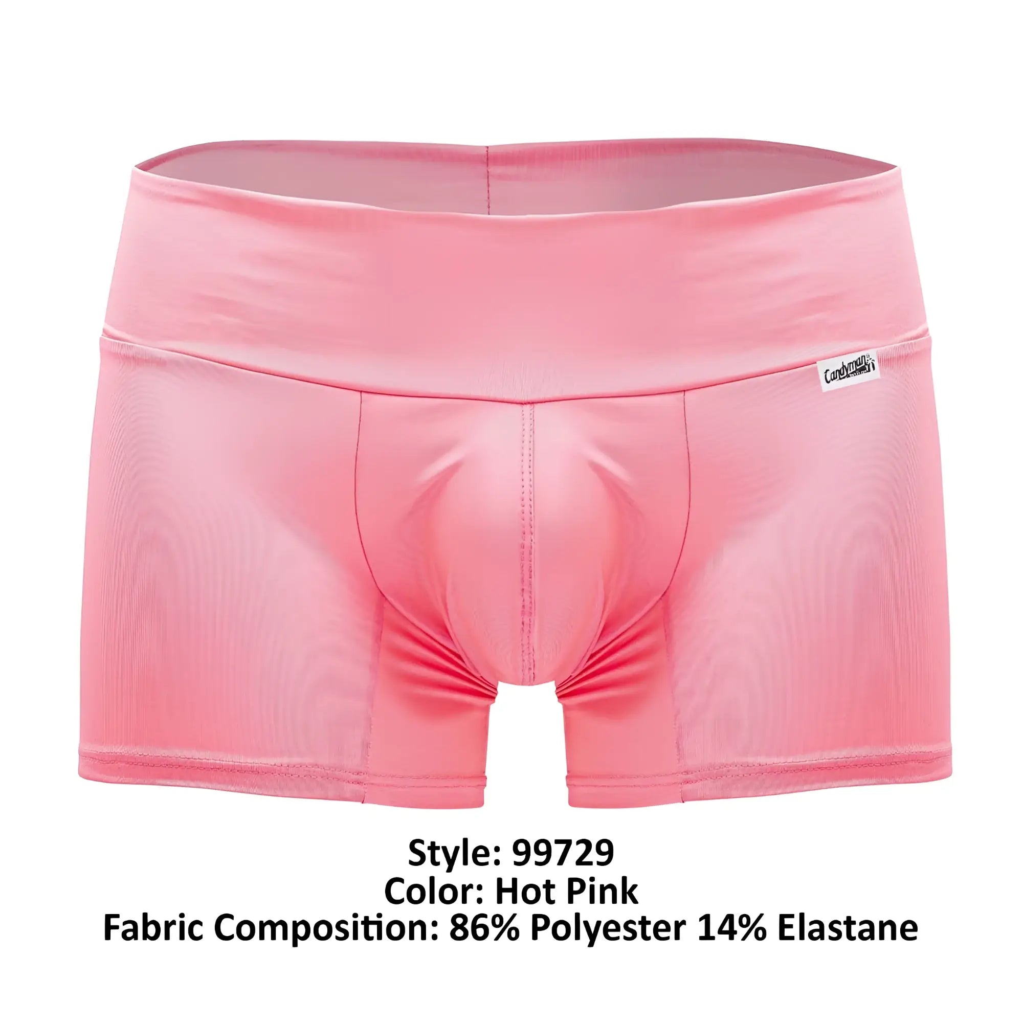 Hot pink candyman 99729 work-n-out men’s boxer briefs with ribbed texture made of 86% polyester and 14% elastane