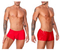 CandyMan 99737 mesh trunks in red feature glossy latex material with a snug fit and high-cut leg design