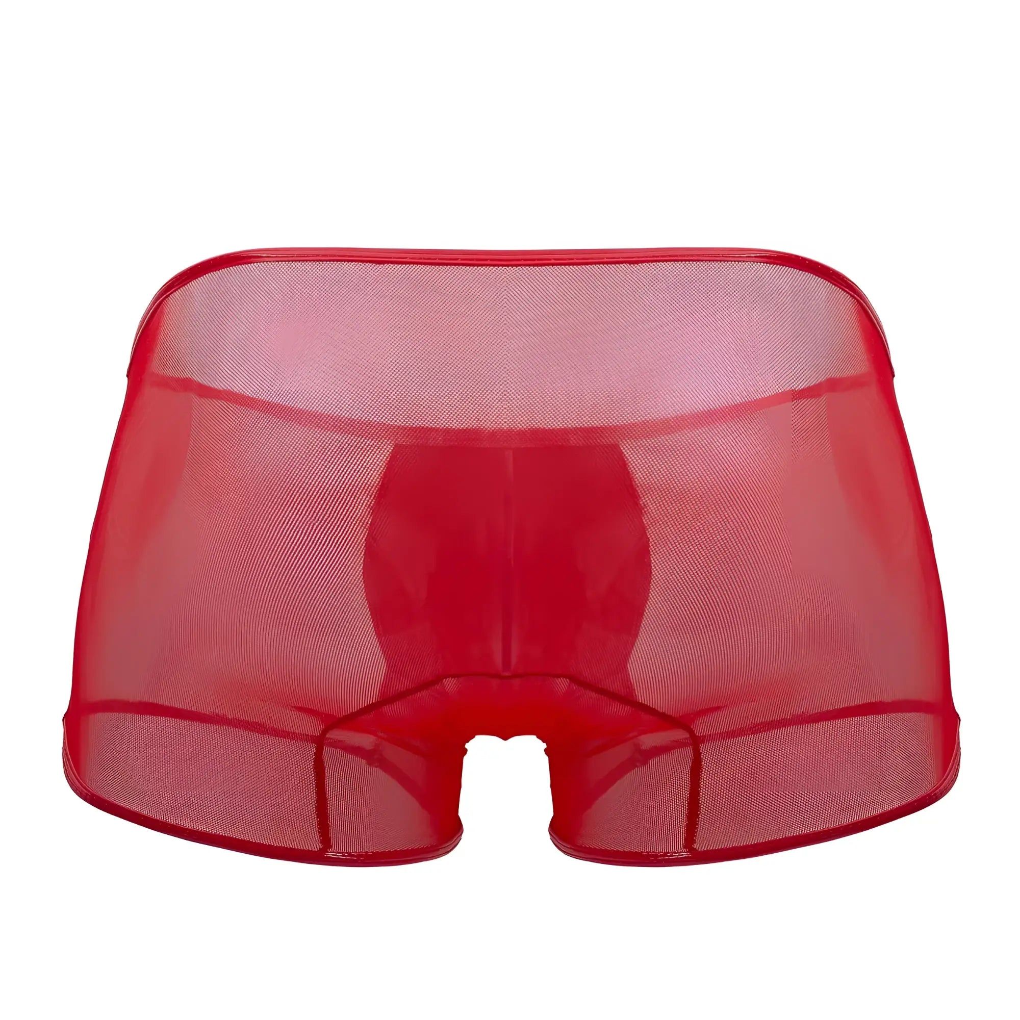 Red sheer mesh briefs candyMan 99737 mesh trunks in red showing front side with breathable fabric design