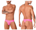 Bright pink glossy latex thong with wide waistband from candyman 99742 gloss thongs collection