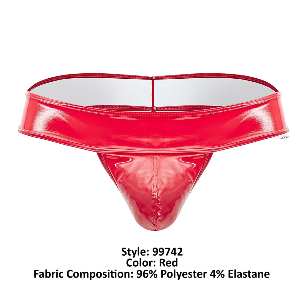 Red glossy polyester and elastane thong with shiny form-fitting design from CandyMan 99742 Gloss Thongs collection
