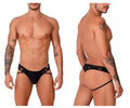 Black lace-trimmed thong candyMan 99747 in black with sleek form-fitting design and delicate lace details